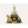 Teepee stan pro děti safari se polštářky zvířátky